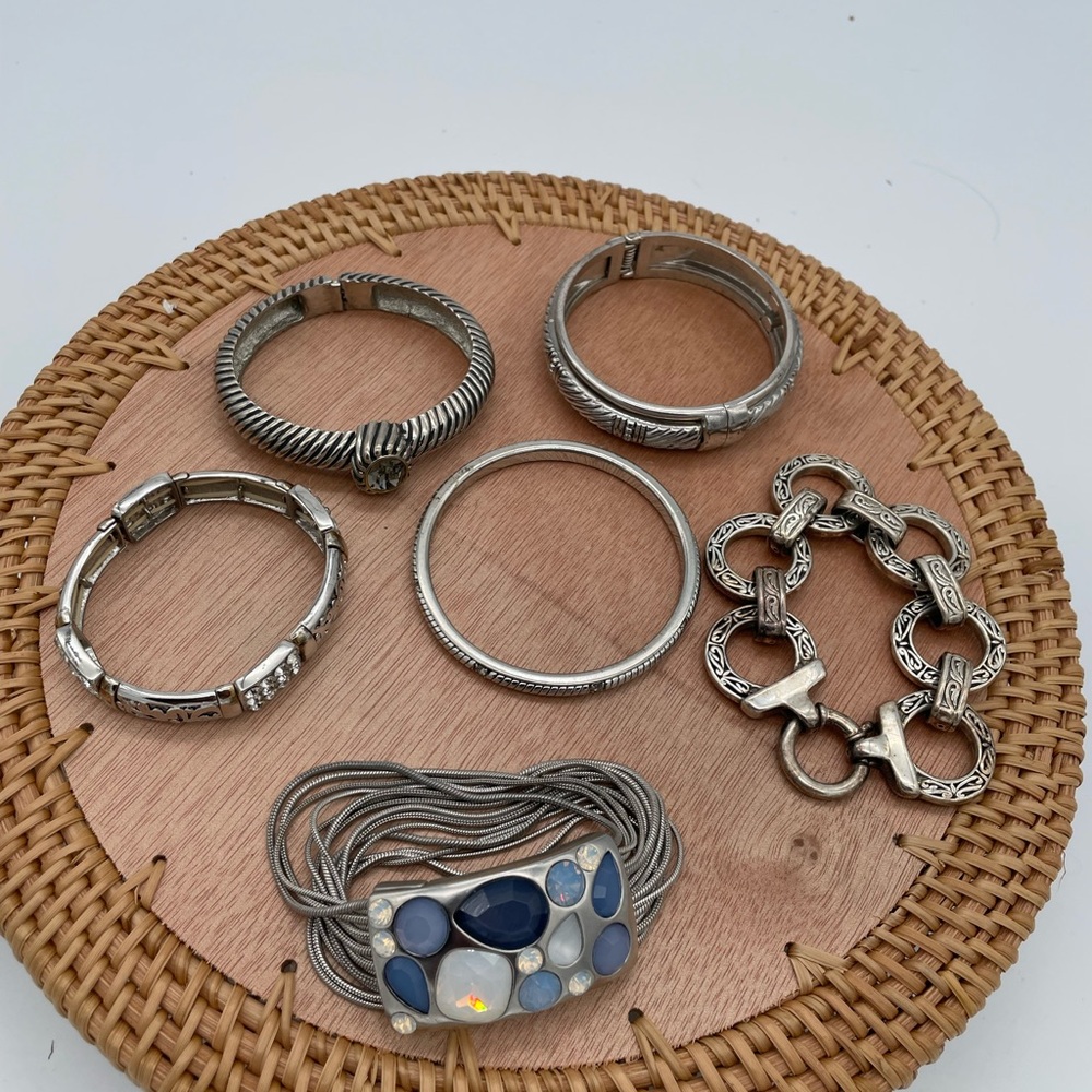 Mixed Lot of 6 Silver/Silver Toned Bracelets
